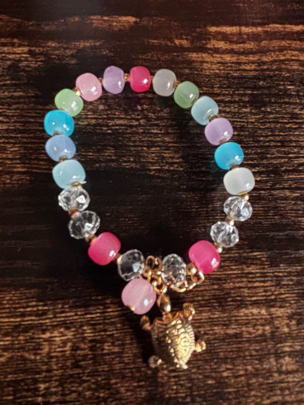 Colorful Beaded Bracelet with‎ Turtle Charm